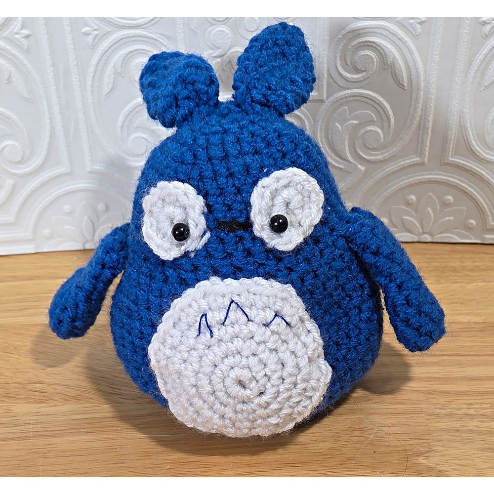 Handmade Totoro Blue Crochet Plush Stuffed Animal, Small 6-14 in (2024)